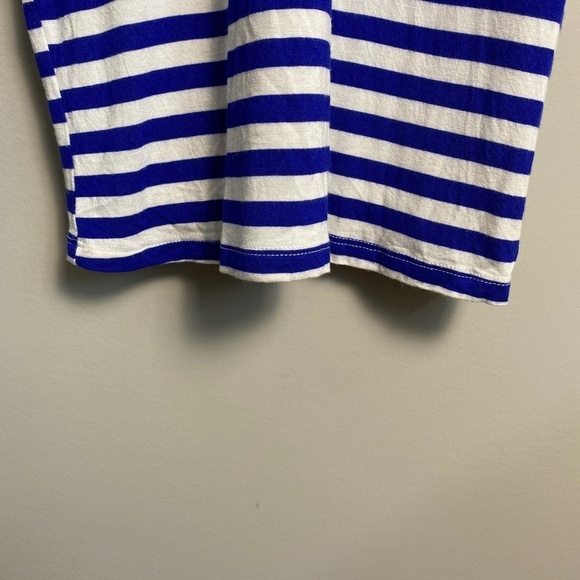 B-SHARP Womens Sleeveless Blue + White Stipe Midi Stretch Lined Dress Size Large - Picture 3 of 13